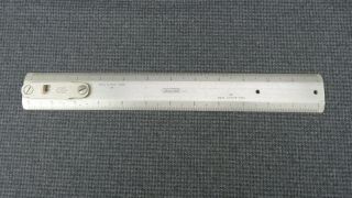 (b11) Vintage Bruning 12 " Metal Full/half 32&50 Drafting Machine Scale Ruler