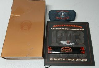 Harley Davidson 105th Anniversary Wallet Key Chain Flags Pen Glasses Case More