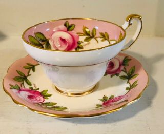 Signed A Taylor Hand Painted Pink Roses Eb Foley Teacup/saucer - Wow