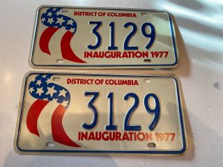 Washington Dc 1977 Jimmy Carter Presidential Inauguration License Plate 3129