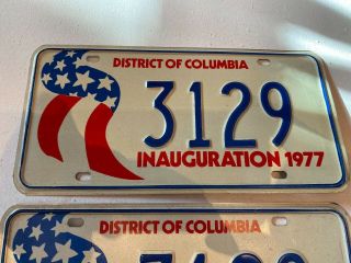 Washington DC 1977 Jimmy Carter Presidential Inauguration License Plate 3129 3