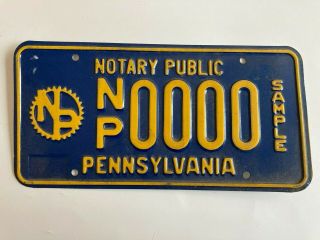 2000s Pennsylvania License Plate Notary Public Sample