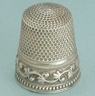Unusual Antique Sterling Silver Thimble By Waite,  Thresher Co.  Circa 1890
