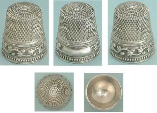 Unusual Antique Sterling Silver Thimble by Waite,  Thresher Co.  Circa 1890 2