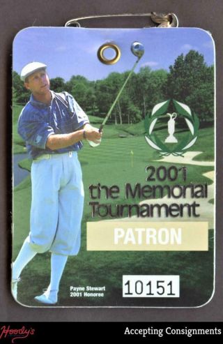 2001 The Memorial Tournament Badge Pin Ticket,  Tiger Woods Wins