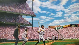 Babe Ruth 60th Homerun York Yankees Art Print Litho Bill Goff Signed Artist