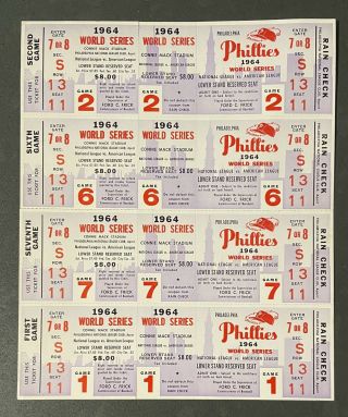 Philadelphia Phillies 1964 World Series Tickets 4 Game Set Attached