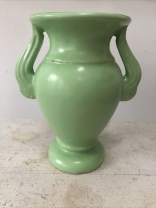 Vintage Pottery Vase/green Matte/arts And Crafts