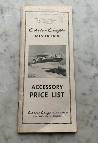 Nos 1961 Chris Craft Accessory Price List For All Models Dealer Stock