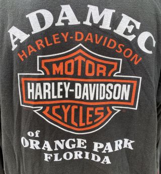 Harley Davidson Adamec Mens Orange Park Fl Black Long Sleeve T Shirt Pocket Xl