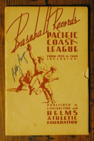 1903 To 1940 Pacific Coast League Baseball Records Booklet