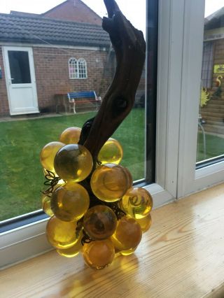 VINTAGE RETRO MID 20th CENTURY LUCITE 3 x BUNCH OF GRAPES.  LARGE,  RARE. 2