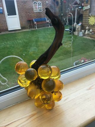 VINTAGE RETRO MID 20th CENTURY LUCITE 3 x BUNCH OF GRAPES.  LARGE,  RARE. 3