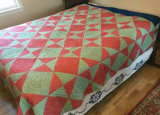 Vintage Hand And Machine Sewn Quilt 80 " X 80 " As Found And