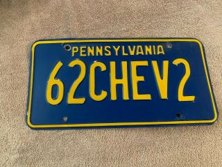 Expired Pennsylvania Pa Vanity 62chev2 License Plate Tag 1962 Chevy Ii 2