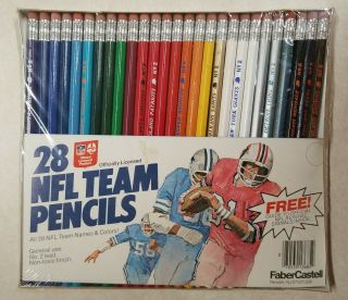 Vintage Faber Castell Nfl Football Teams Set Of 27 Team Pencils Please Read