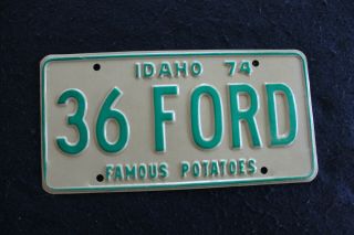 1974 Idaho Personalized Vanity License Plate - 36 Ford