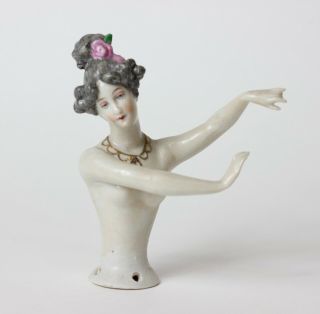 Antique Art Deco Half Doll Lady Arms Stretched Out,  Germany,  1920