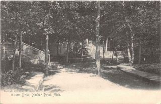 Harbor Point Mi 1901 - 07 View Of A Drive In A Residential Area Vintage Mich 552