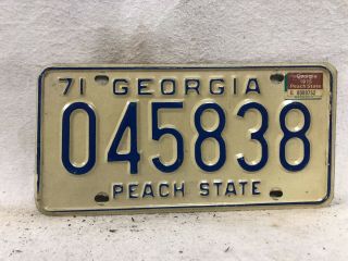 Vintage 1971 Georgia Vanity License Plate “045838”