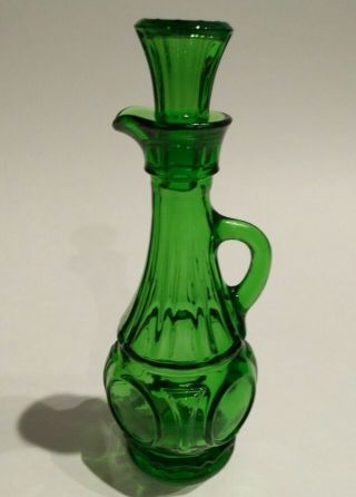 Vintage Wheaton Emerald Green Glass Oil Vinegar Decanter Cruet Bottle W/stopper