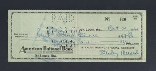 Vintage 1960 Stan " The Man " Musial Autographed Check 420 - St Louis Cardinals