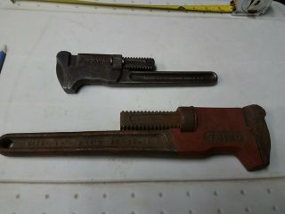 2 Vintage Trimo 15 ",  And 10 " Heavy Duty Adjustable Monkey Pipe Wrench Tools