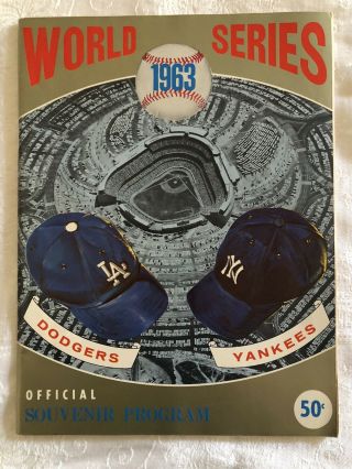 1963 Los Angeles Dodgers Vs York Yankees World Series Baseball Program Nr Mt