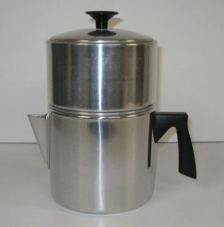 Vintage Mirro Usa Aluminum 7 - Cup Stovetop Drip Coffee Maker 2 - Tier Camping Pot
