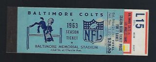 1963 Nfl Los Angeles Rams @ Baltimore Colts Full Football Ticket In Book