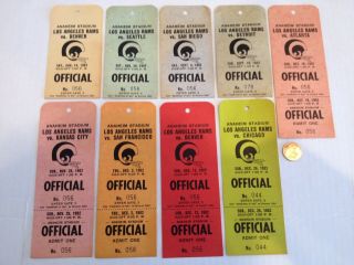 1982 Vintage Los Angeles Rams Official Credentials Ticket Stubs X9 Football Nfl