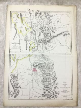 Antique Map Salt Lake City Utah United Sates Of America 19th Century Rare