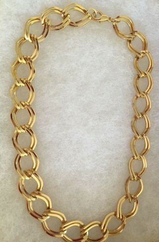 Chain 18 Inch Vintage 1980s Gold Tone Chunky Chain Link Necklace Estate Nos