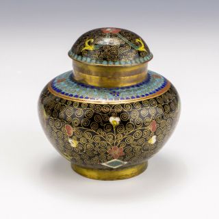 Antique Chinese Cloisonne - Oriental Flower Decorated Enamel Travel Inkwell