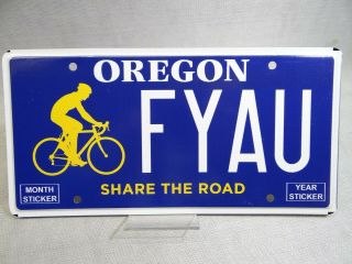 . Oregon License Plate Vanity Bike Share The Road Bike Bicycle