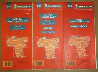 3 Maps Michelin 953 954 955 Africa Madagascar Arabia North West Route Road Wall