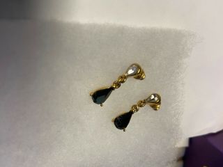 Gorgeous Vtg Designer Signed Crown Trifari Gold Tone Pierced Crystal Earrings