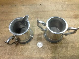 Vintage Small Pewter Pitcher Creamer And Sugar Cup Rwp Wilton Columbia Usa 3 1/2