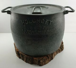 Vintage Holcroft No.  8 (10 Pint) Heavy Cast Iron Gypsy Cooking Pot/cauldron,  Lid