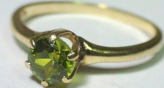 Vintage Antique Six Prong Peridot Ring Solid 14k Yellow Gold Size 7.  5
