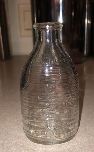 Vintage Phenix Ovale Nurser Glass 4 Ounces Baby Formula Bottle Ribbed Usa