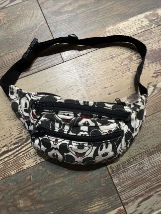 Vintage 90s Mickey Mouse All Over Print Fanny Pack Bum Bag Adjustable 3 Pockets