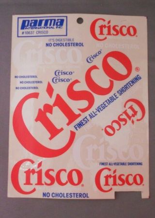 Vintage Parma 10637 Crisco Decal Sticker Sheet Nos One Decal Missing - See Bottom