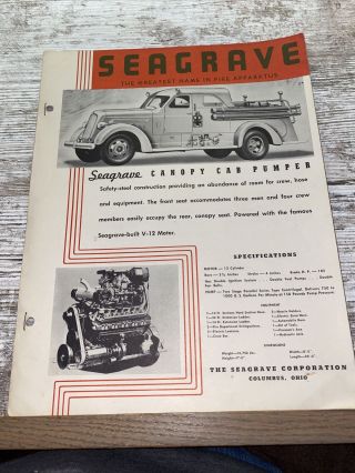 Seagrave Fire Trucks Sales Specification Sheets 4 Differnt Sales Specifications