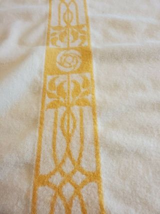 81 " X 82 " Cream Vintage Wool Blanket With Yellow Gold Border Cutter Crafts