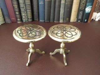 Victorian Matching - Brass Candle Reflectors Formed As Tilt Top Tables