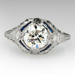 Art Deco Antique 1.  70ct Round White Diamond Vintage Engagement Ring 925 Silver