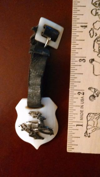 Antique John Deere Watch Fob With Leather Strap As - Is