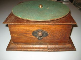OLD ANTIQUE OAK HARMONY TALKING MACHINE PHONOGRAPH TYPE D TABLE TOP Parts Repair 2