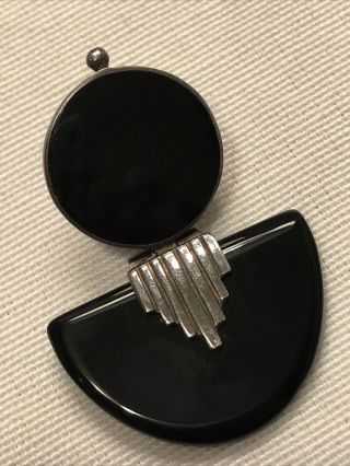 Stunning Vintage Art Deco Sterling Silver 925 Black Onyx Dangle Earrings 3